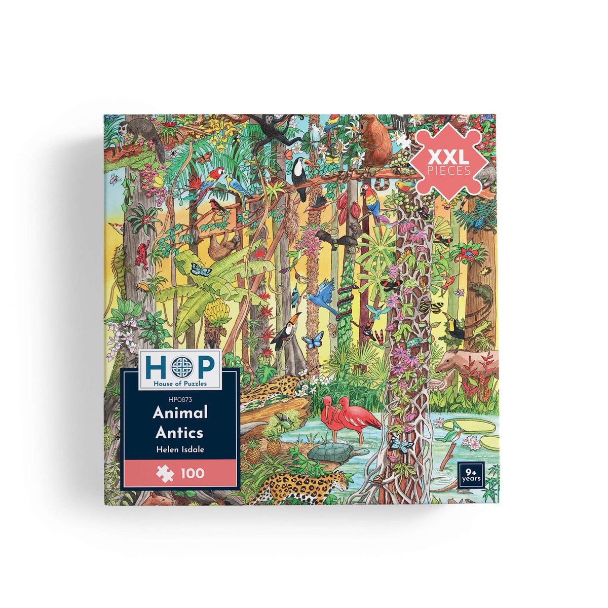 Box, straight on: Animal Antics by Helen Isdale - 100 XXL Piece Jigsaw Puzzle (House of Puzzles)