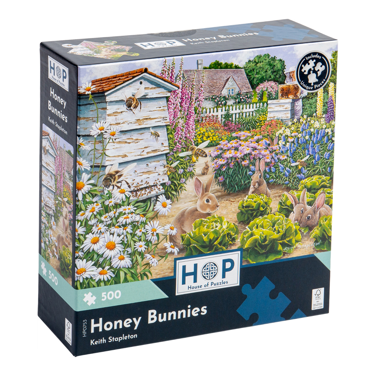 Box, turned right: Honey Bunnies – 500 Piece Jigsaw Puzzle (House of Puzzles)