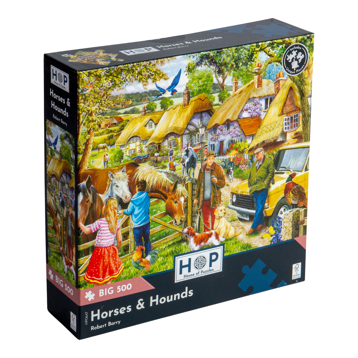 Box, turned right: Horses & Hounds – 500 XL Piece Jigsaw Puzzle (House of Puzzles)