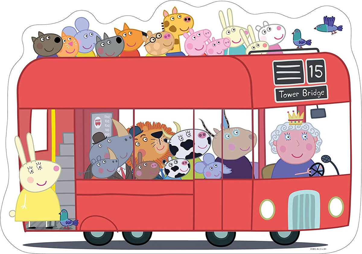 Artwork: Peppa Pig London Bus Shaped Giant Floor Puzzle – 24 Piece Jigsaw Puzzle (Ravensburger)