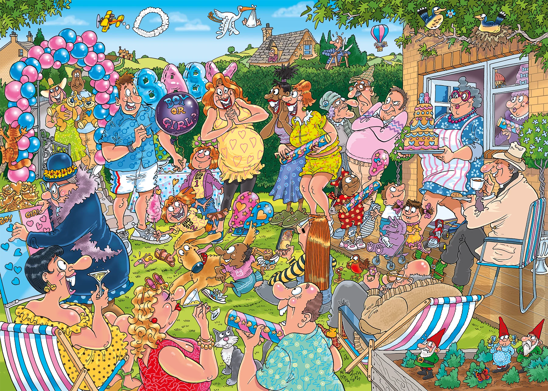 ** Pre-Order ** Wasgij? Mystery 31 Gender Reveal! - 1000 Piece Jigsaw Puzzle (Wasgij) - Completed Puzzle