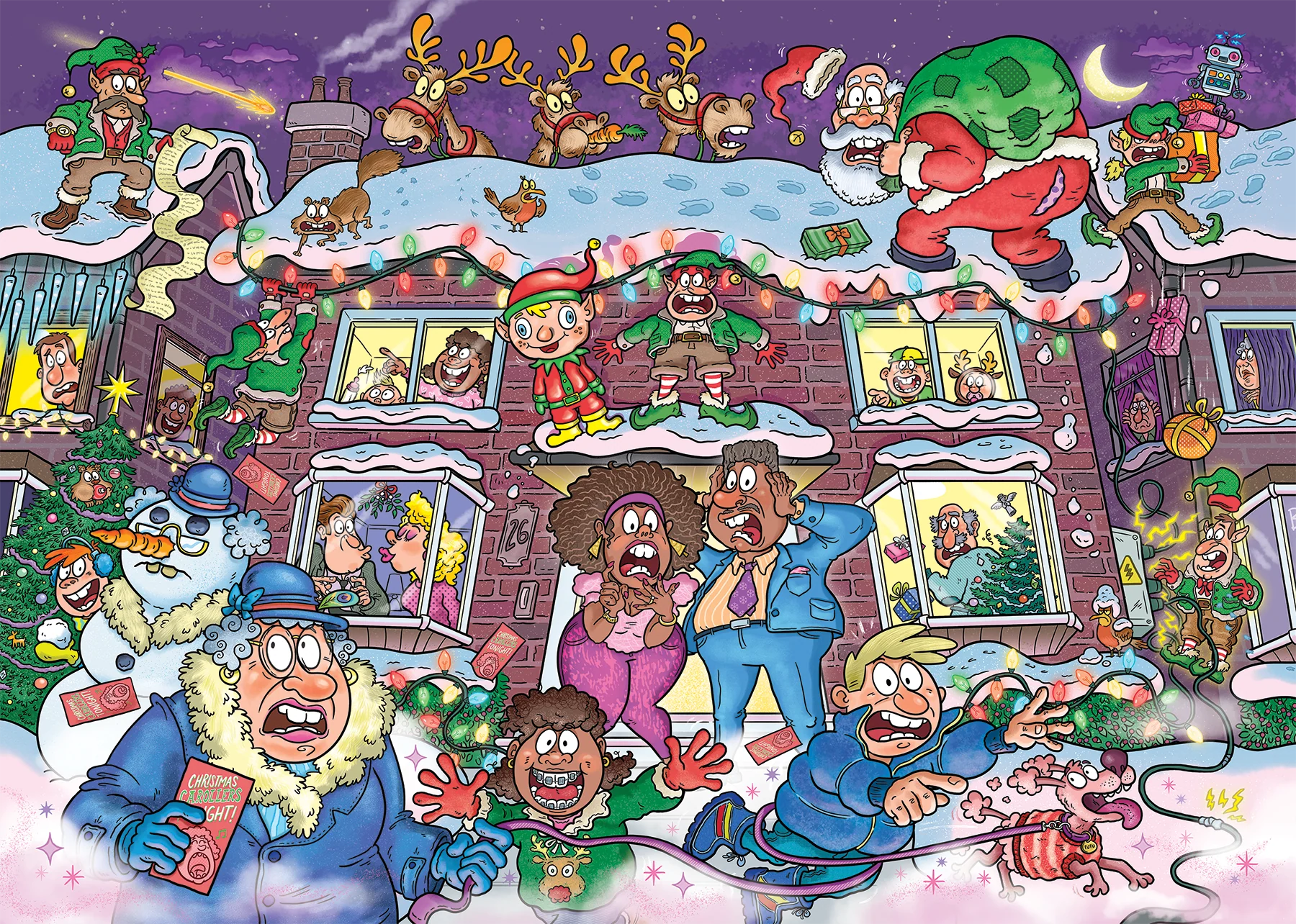 ** Pre-Order ** Christmas 22 Not So Slight Night! - 1000 Piece Jigsaw Puzzle (Wasgij) - Completed Puzzle