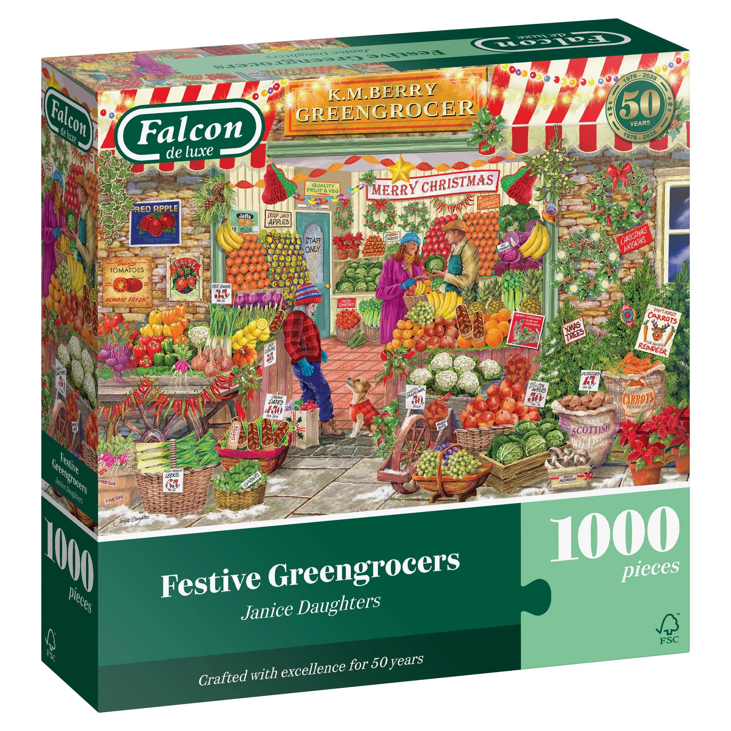 Pre-order: Festive Greengrocers - 1000 Piece Jigsaw Puzzle (Falcon de luxe) - Completed Puzzle