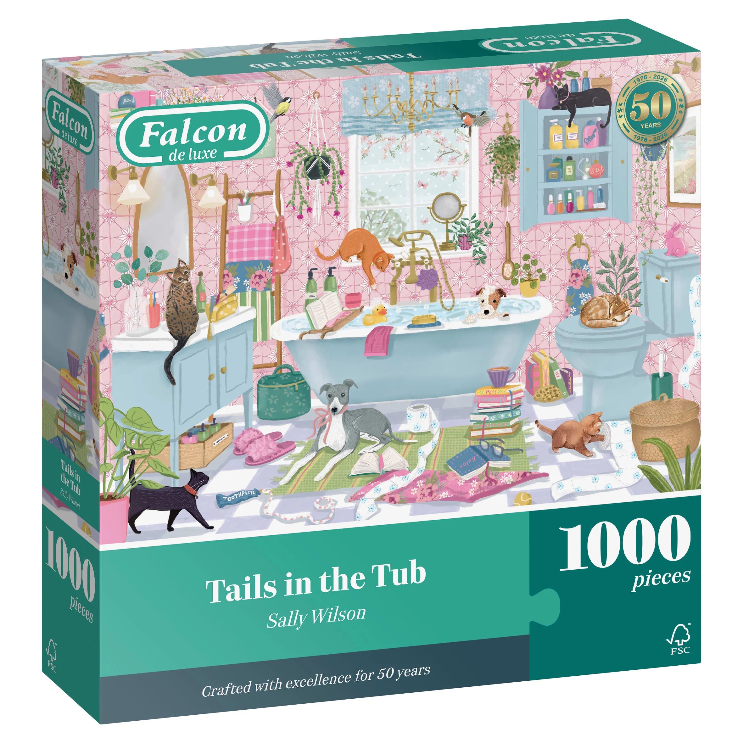 Pre-order: Tails in the Tub - 1000 Piece Jigsaw Puzzle (Falcon de luxe) - Completed Puzzle