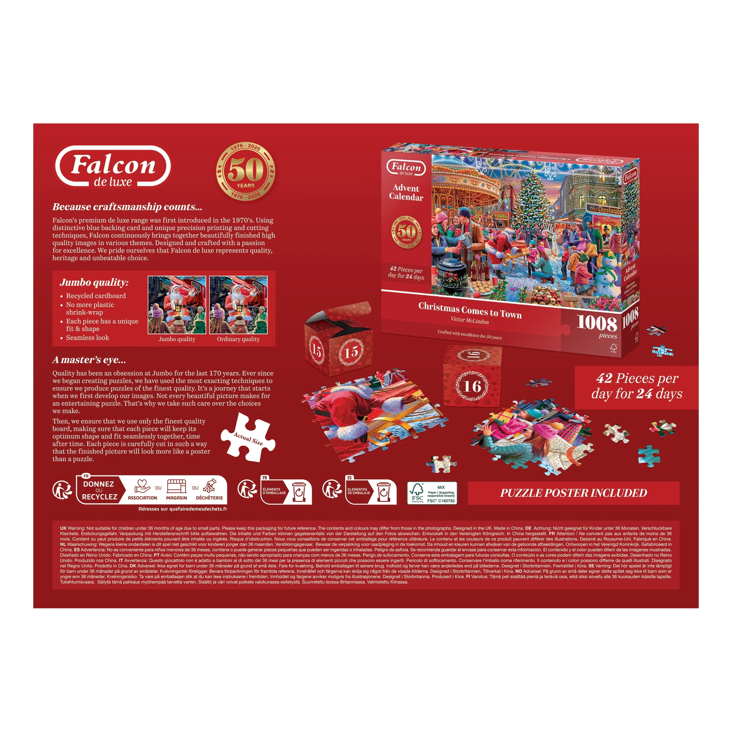 Pre-order: Christmas Comes to Town - Advent Calendar Jigsaw Puzzle (Falcon de luxe) - Image 3