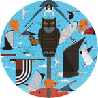 Hawk Mountain by Charley Harper – 500 Piece Circular Jigsaw Puzzle (Pomegranate)