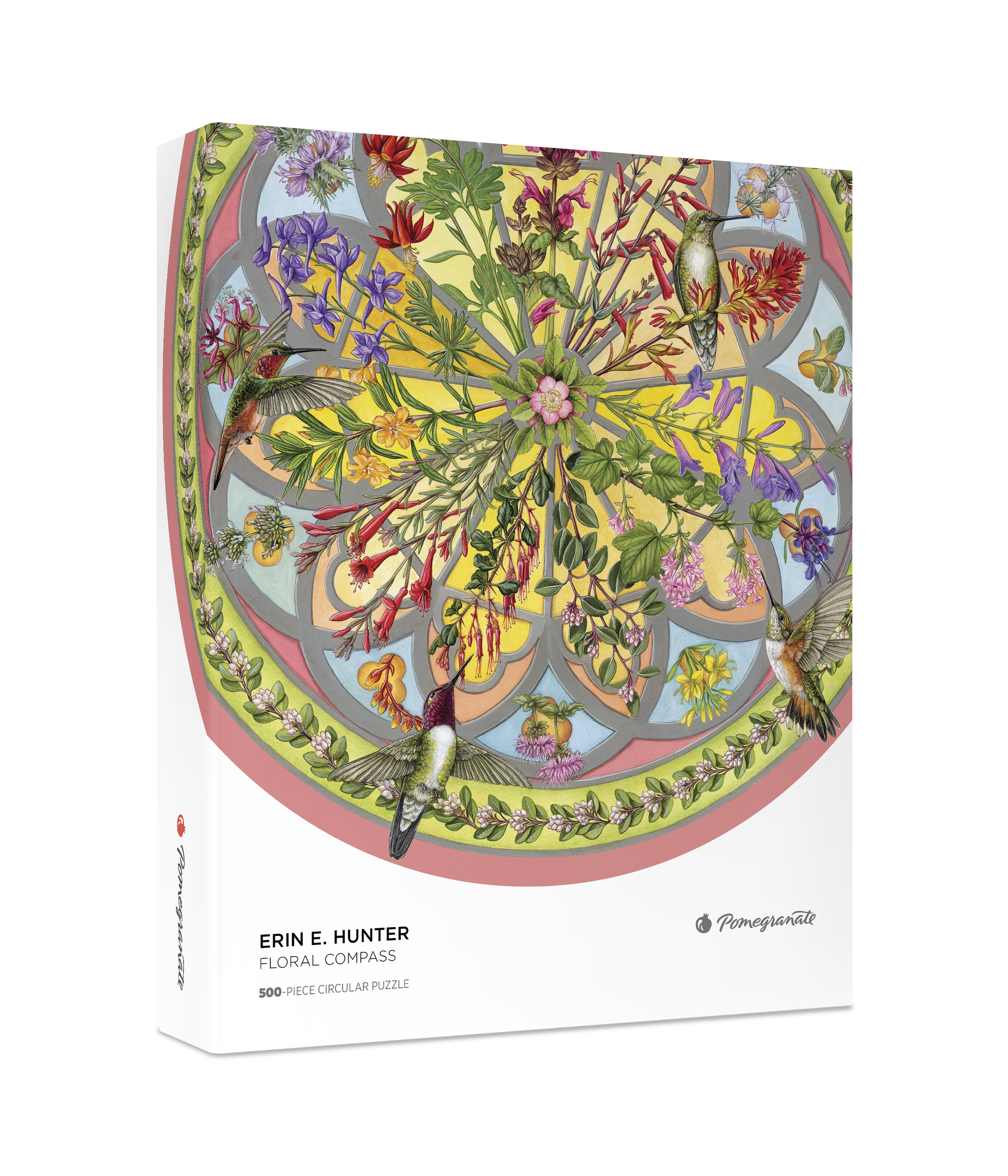 Floral Compass by Erin E. Hunter – 500 Piece Circular Jigsaw Puzzle (Pomegranate)