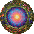 Flower Mandala by Justin Lovato – 500 Piece Circular Jigsaw Puzzle (Pomegranate)