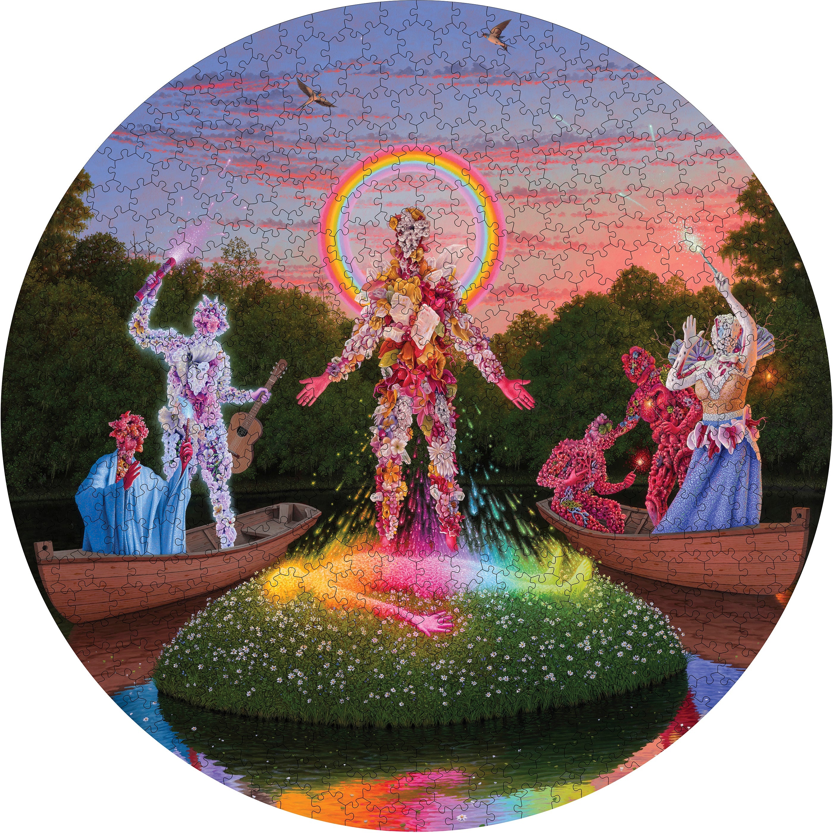The Birth of Spirit Gardener by Adrian Cox – 500 Piece Circular Jigsaw Puzzle (Pomegranate)