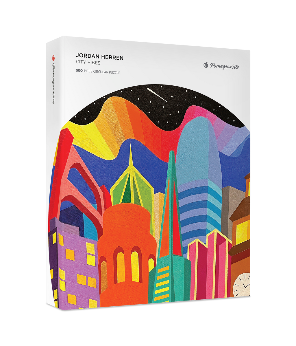 City Vibes by Jordan Herren – 500 Piece Circular Jigsaw Puzzle (Pomegranate)