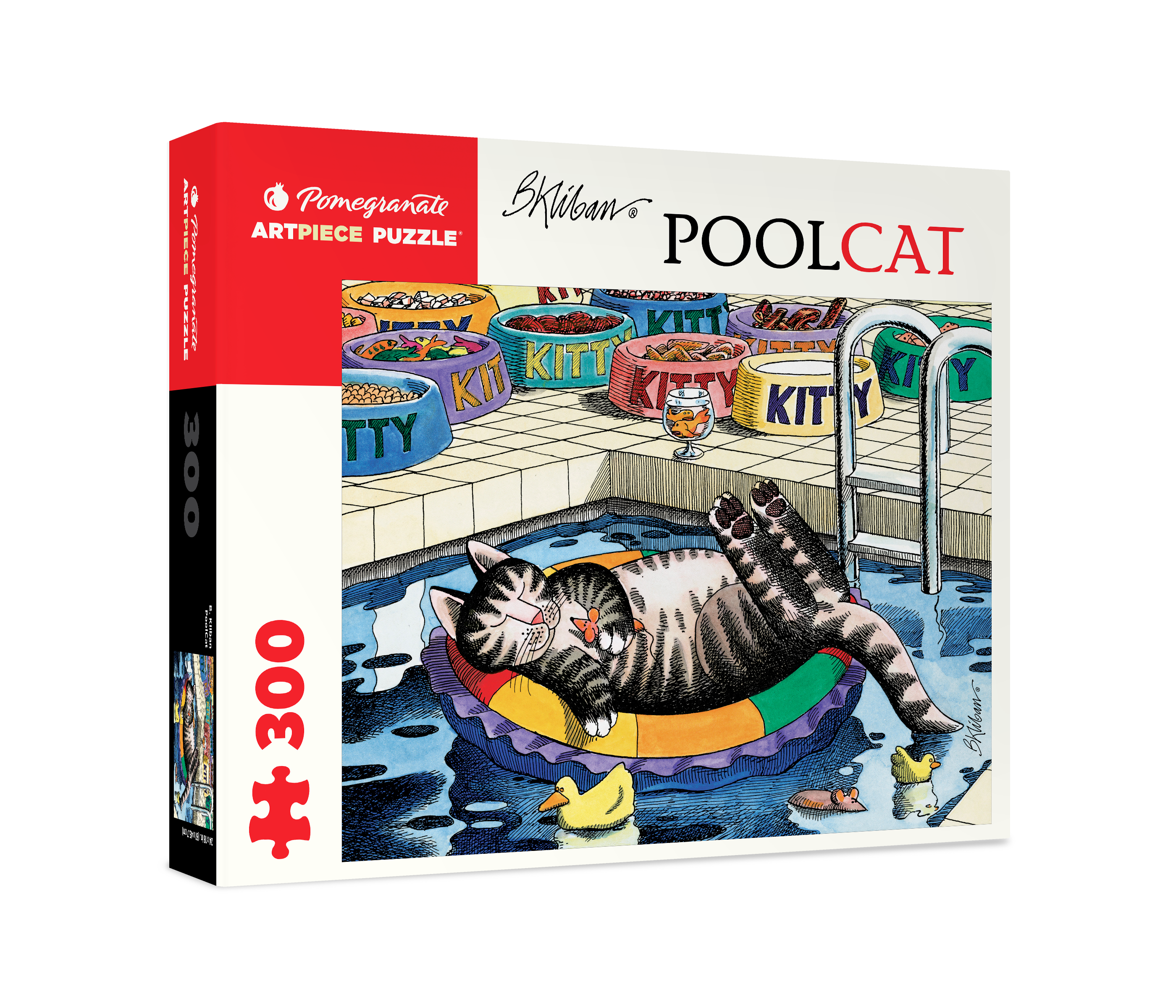 PoolCat by B. Kliban – 300 Piece Jigsaw Puzzle (Pomegranate)