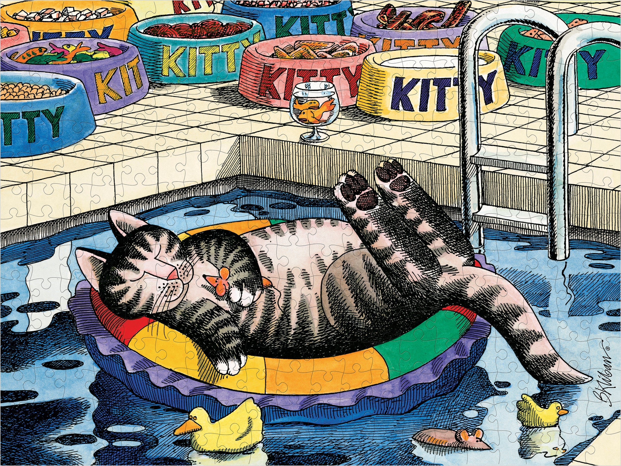 PoolCat by B. Kliban – 300 Piece Jigsaw Puzzle (Pomegranate)