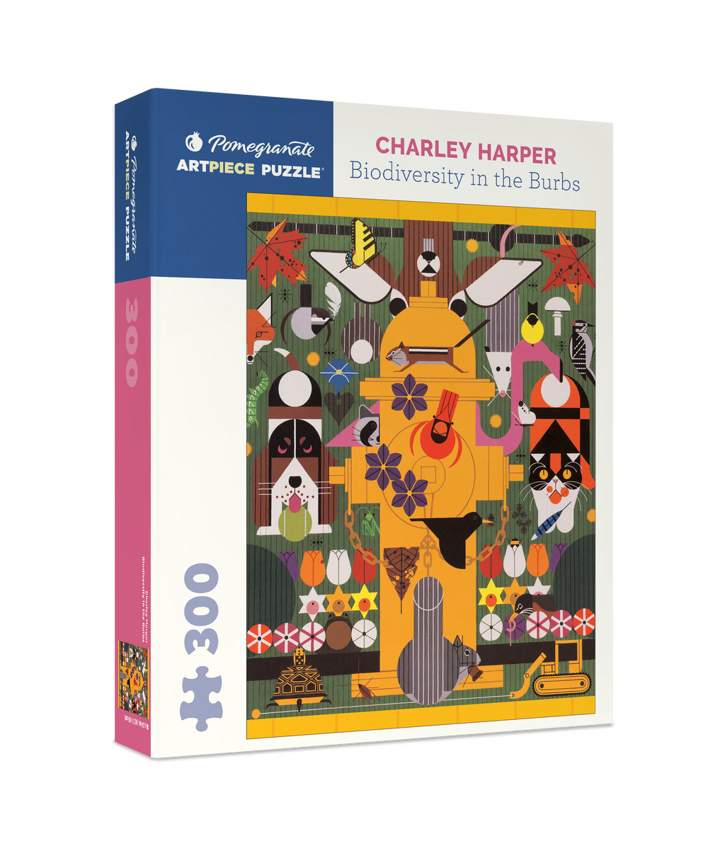 Box, turned right: Biodiversity in the Burbs by Charley Harper - 300 Piece Jigsaw Puzzle (Pomegranate)