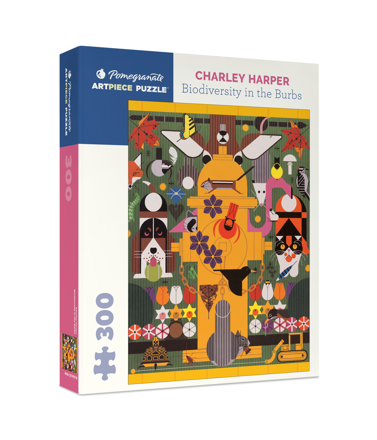 Box, turned right: Biodiversity in the Burbs by Charley Harper - 300 Piece Jigsaw Puzzle (Pomegranate)