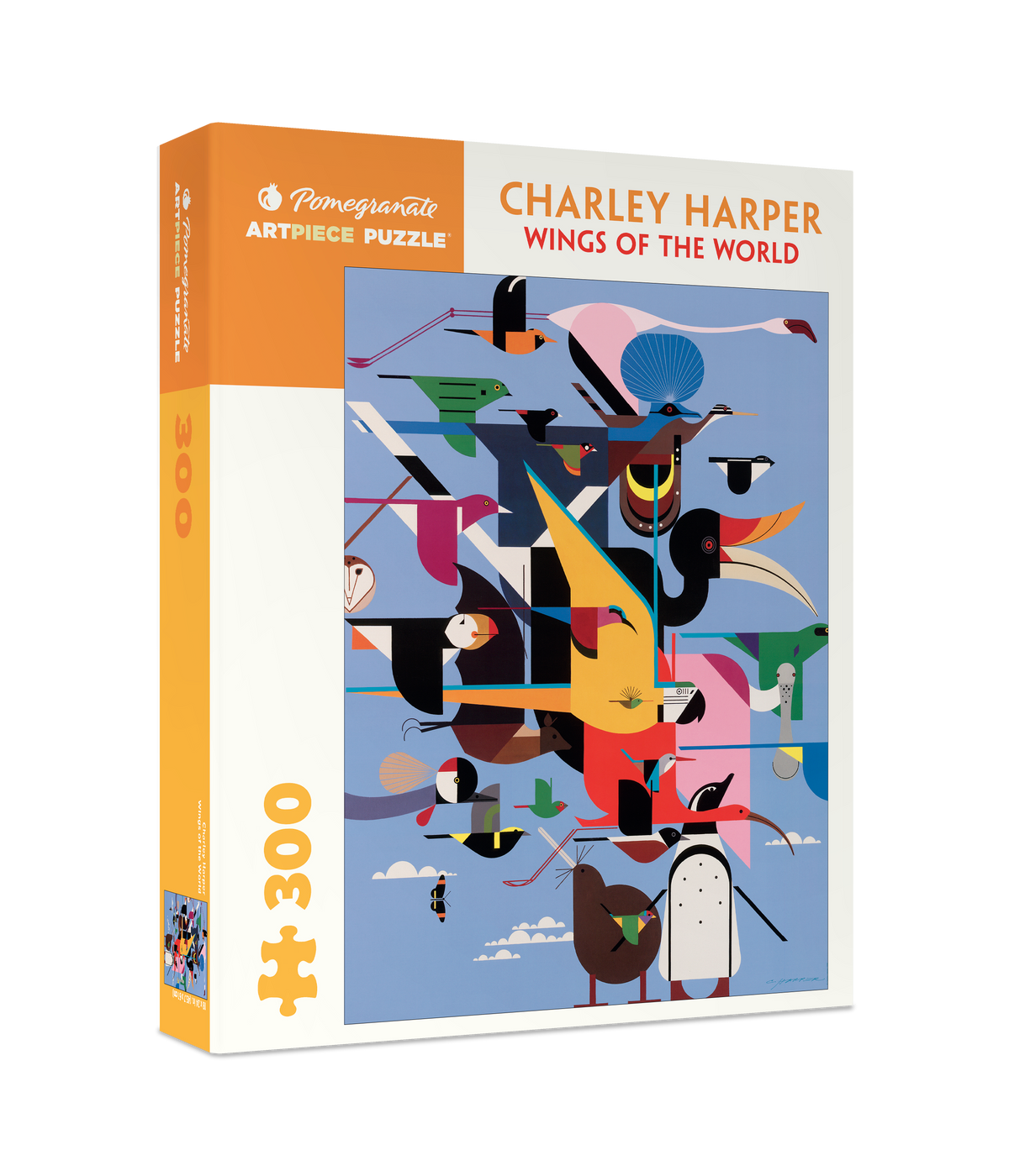 Box, turned right: Charley Harper: Wings of the World - 300 Piece Jigsaw Puzzle (Pomegranate)