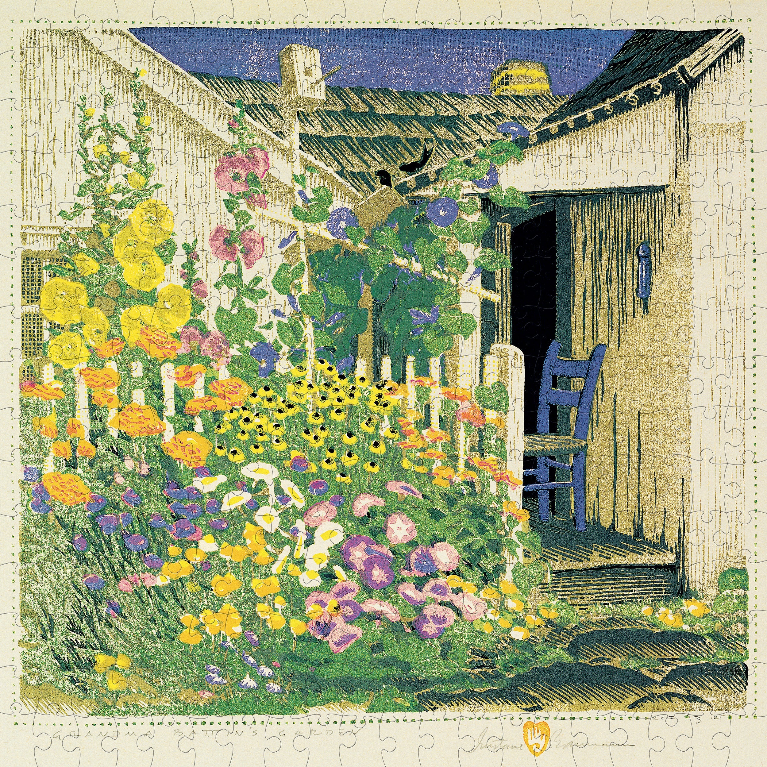 Grandma Battin's Garden by Gustave Baumann – 300 Piece Jigsaw Puzzle (Pomegranate)