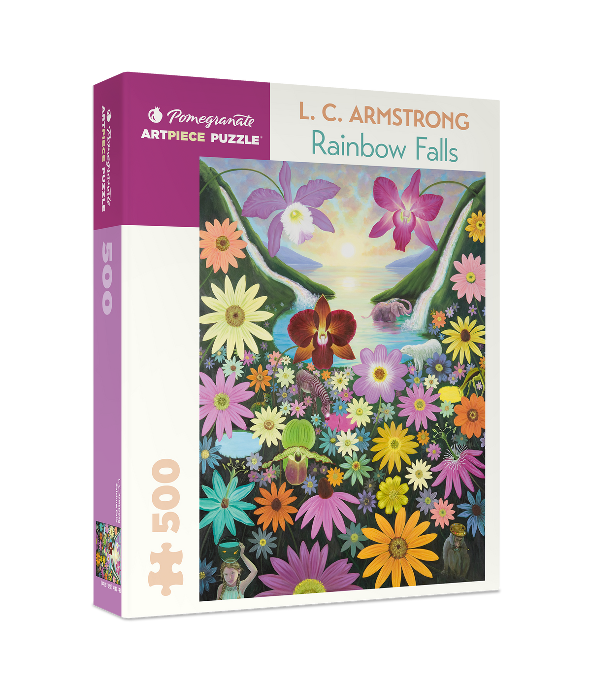 Box, turned right: Rainbow Falls by L. C. Armstrong – 500 Piece Jigsaw Puzzle (Pomegranate)