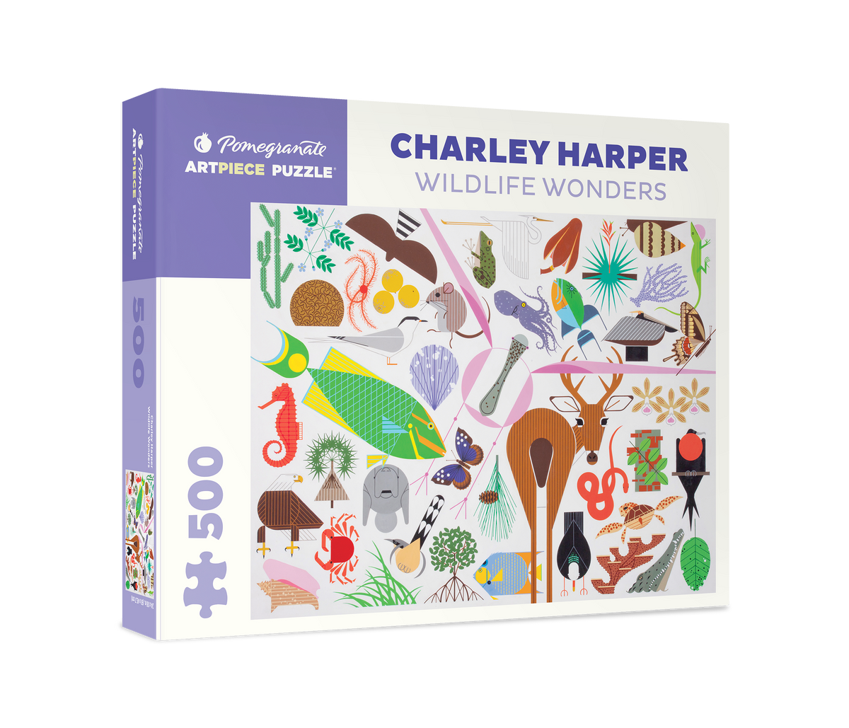 Box, turned right: Wildlife Wonders by Charley Harper - 500 Piece Jigsaw Puzzle (Pomegranate Artpiece Puzzle)