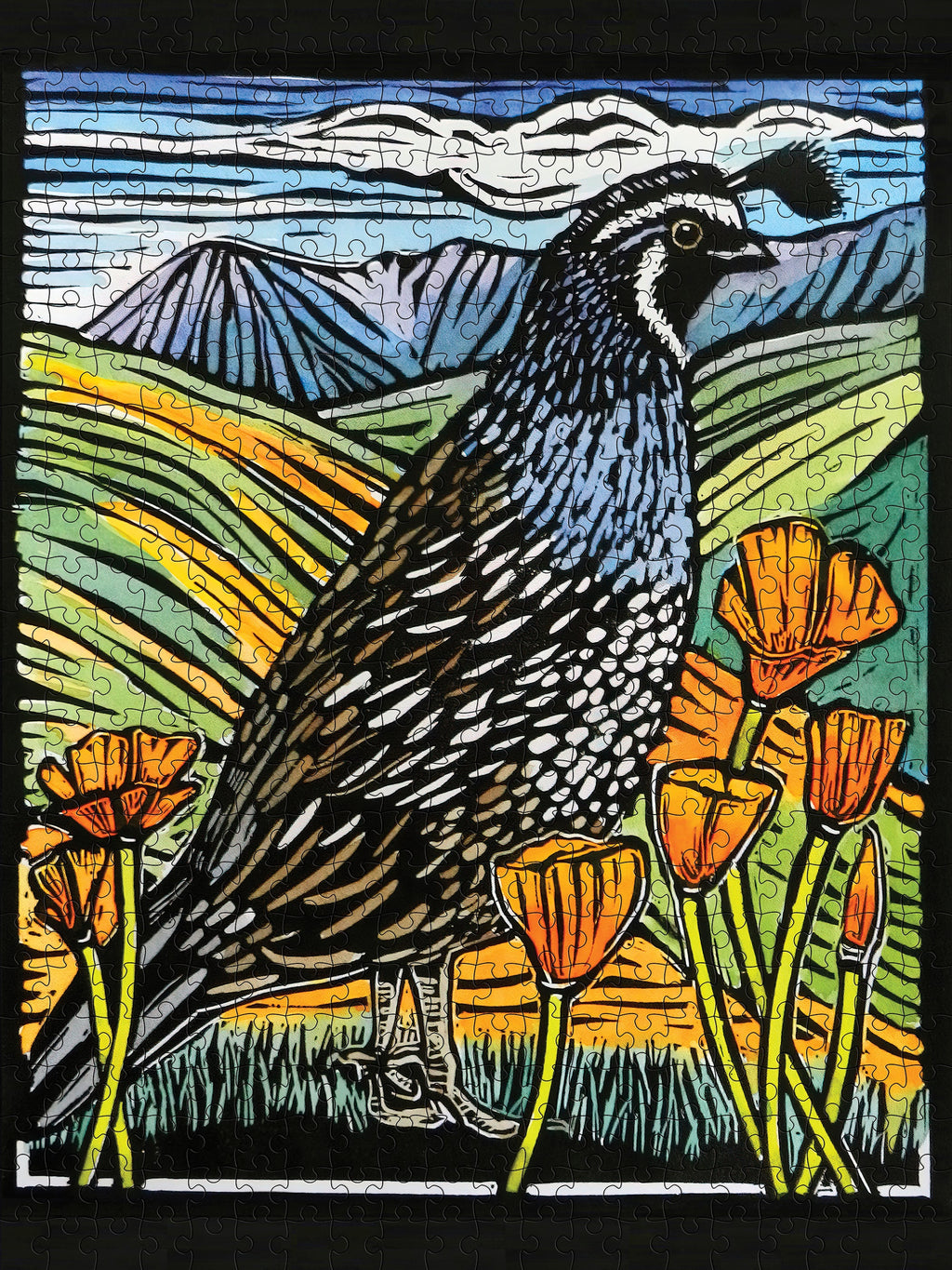 California Quail by Molly Hashimoto – 500 Piece Jigsaw Puzzle (Pomegranate)