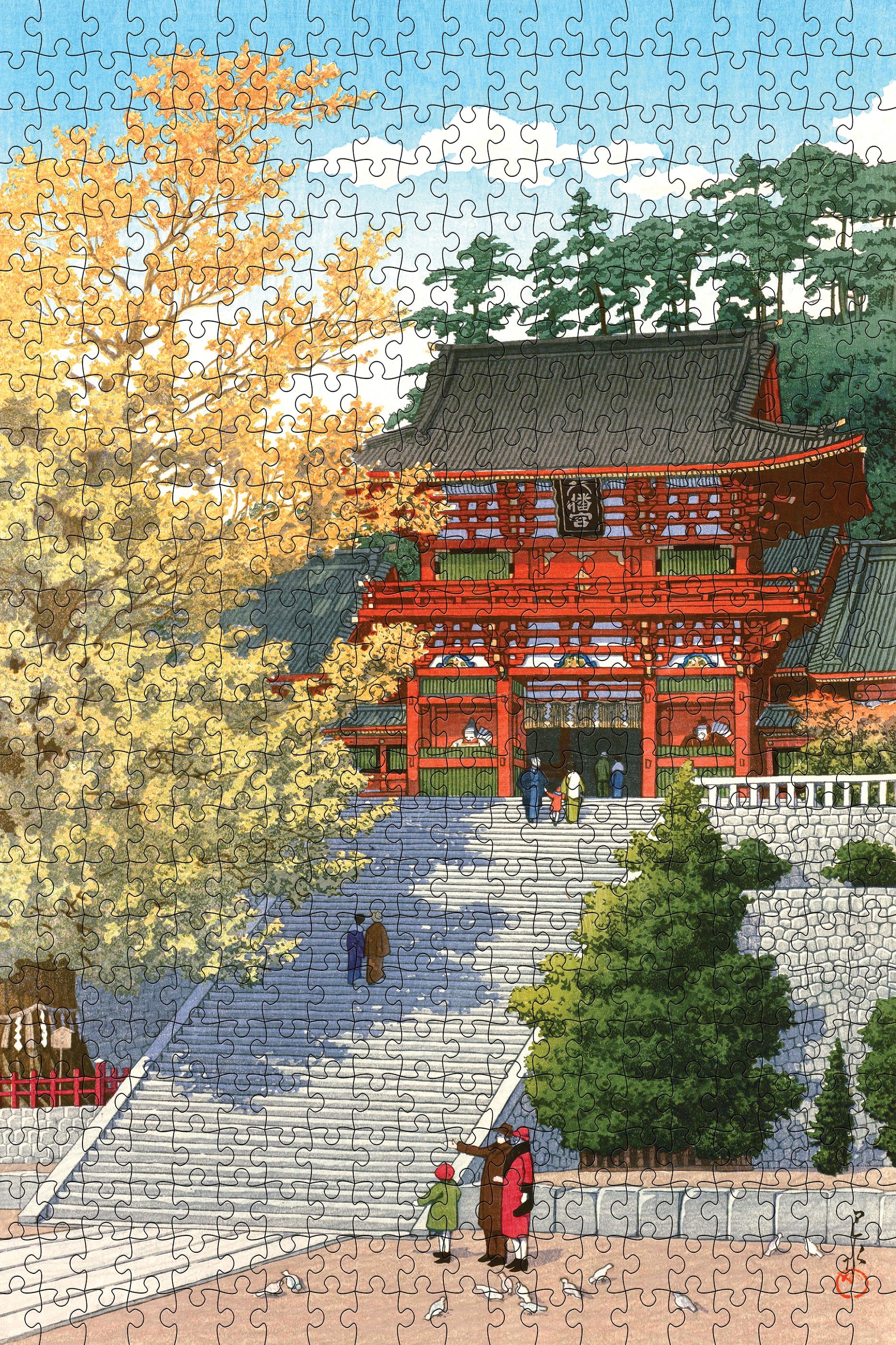 Tsurugaoka Hachiman Shrine by Kawase Hasui – 500 Piece Jigsaw Puzzle (Pomegranate)
