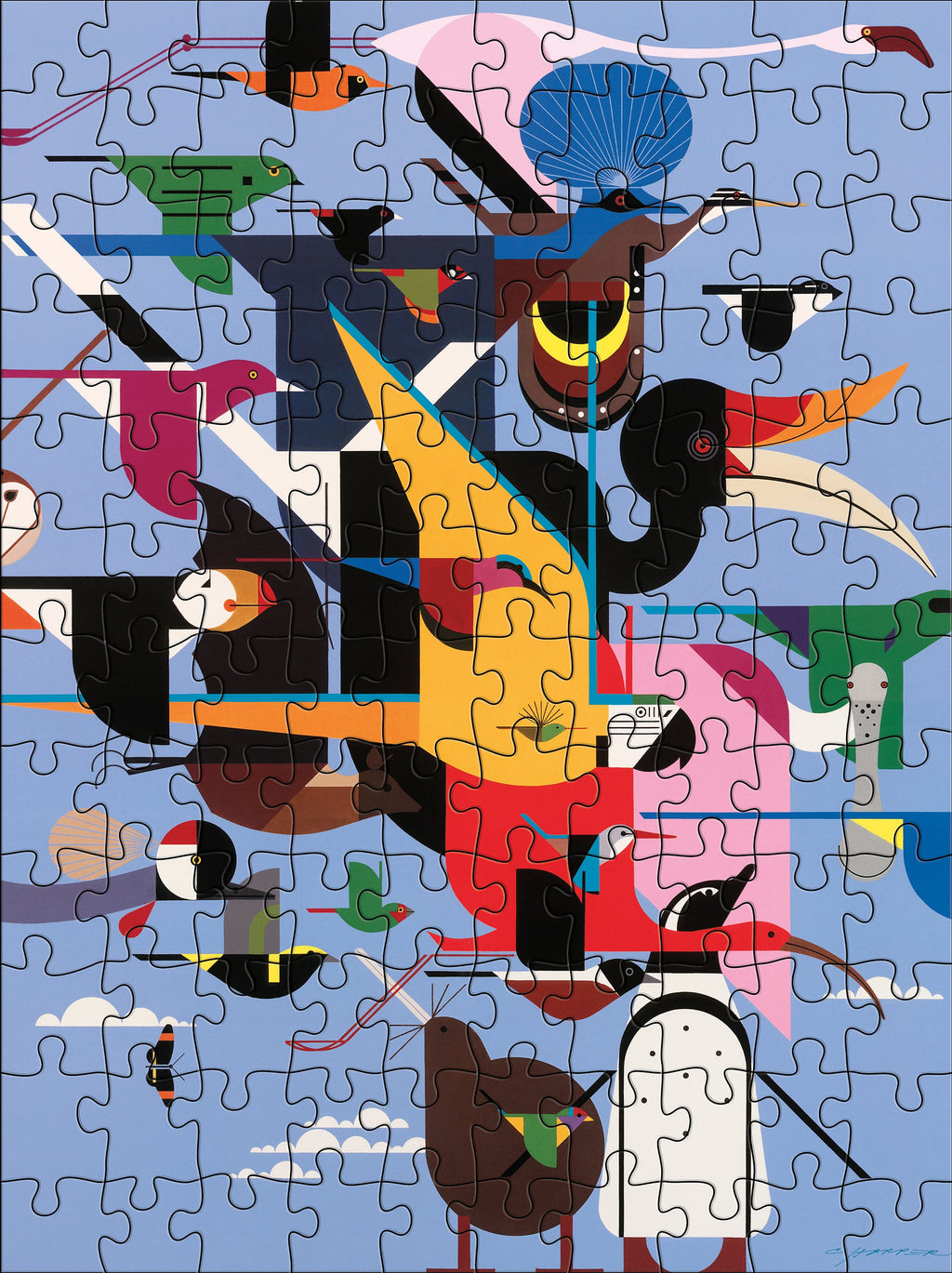 Charley Harper – 120 Piece Double-Sided Jigsaw Puzzle Set (Pomegranate)