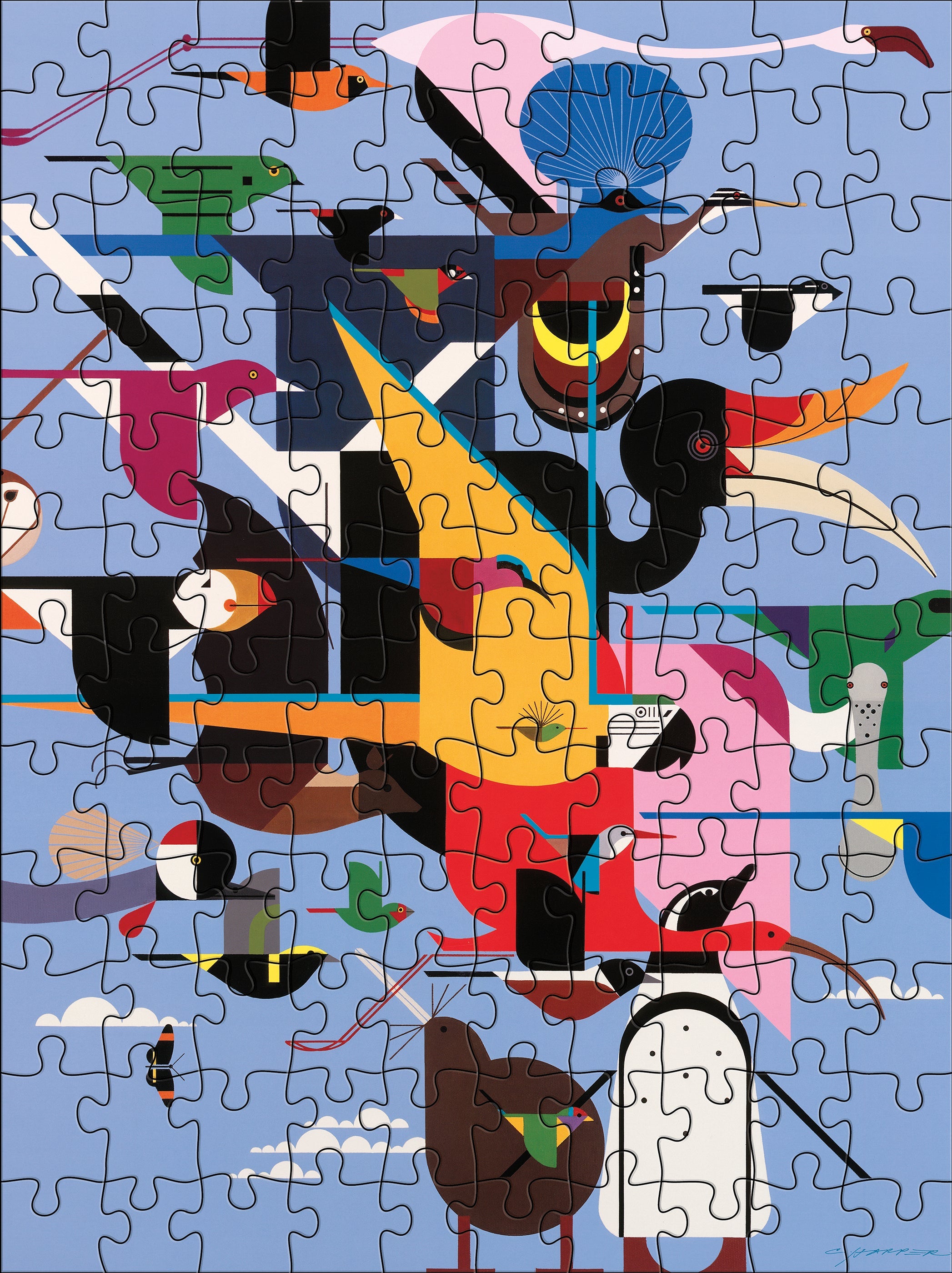 Charley Harper – 120 Piece Double-Sided Jigsaw Puzzle Set (Pomegranate)