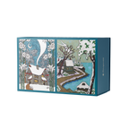 Snowy Cabins by CJ Hurley – 120 Piece Double-Sided Jigsaw Puzzle Set (Pomegranate)