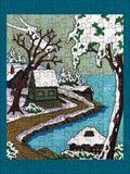 Snowy Cabins by CJ Hurley – 120 Piece Double-Sided Jigsaw Puzzle Set (Pomegranate)