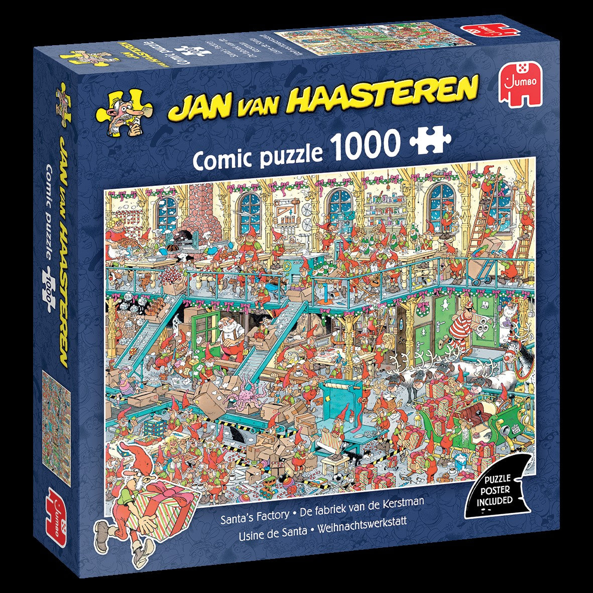 ** Pre-Order ** Santa's Factory by Jan van Haasteren - 1000 Piece Jigsaw Puzzle (Jumbo) - Completed Puzzle