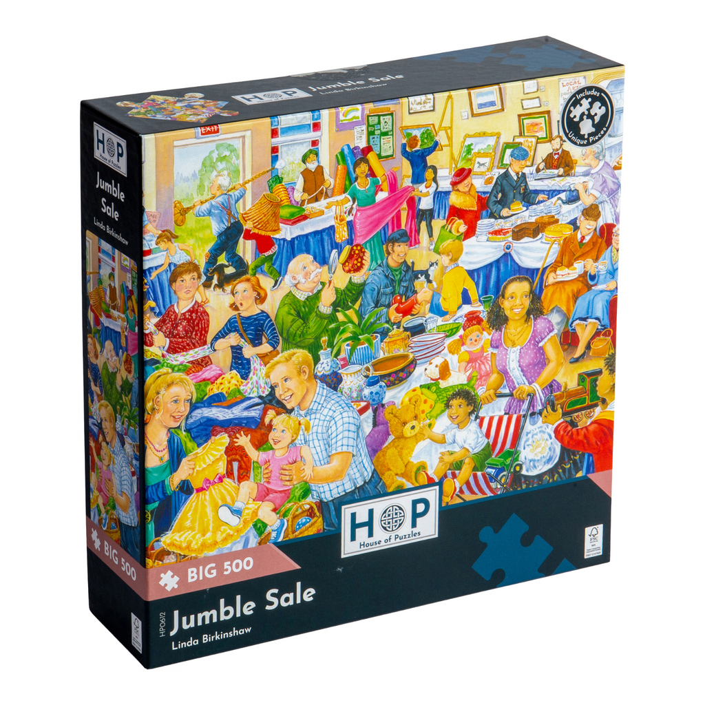 Box, turned right: Jumble Sale – 500 XL Piece Jigsaw Puzzle (House of Puzzles)