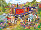 Artwork: Canal Boat Blooms by Janice Daughters - 1000 Piece Jigsaw Puzzle (Gibsons)