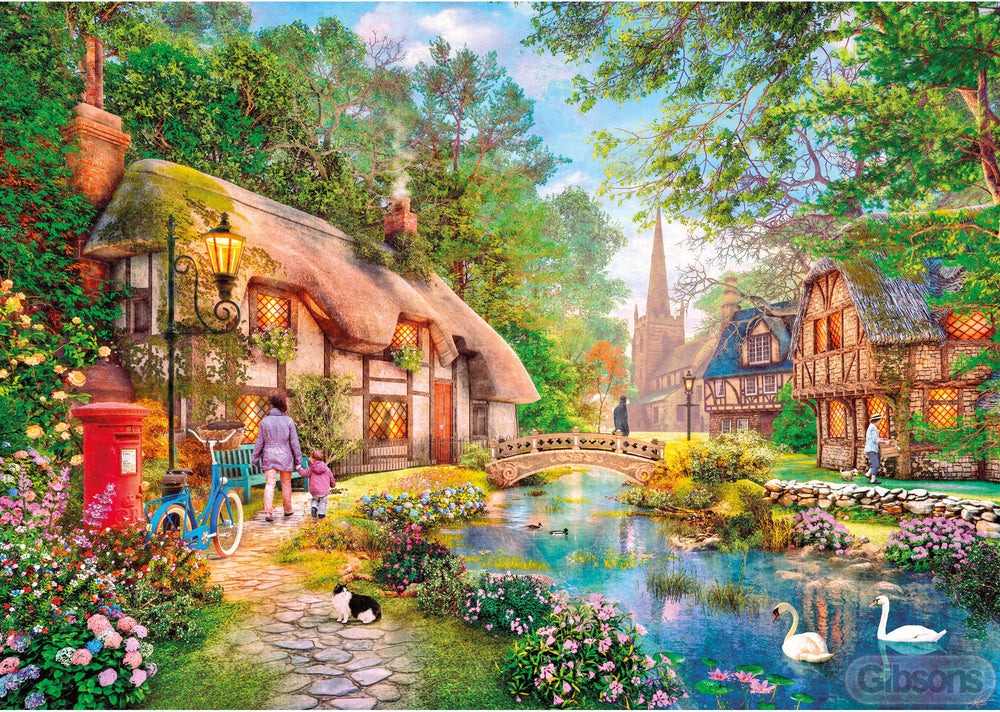 Artwork: Cottageway Lane – 500 Piece Jigsaw Puzzle (Gibsons)
