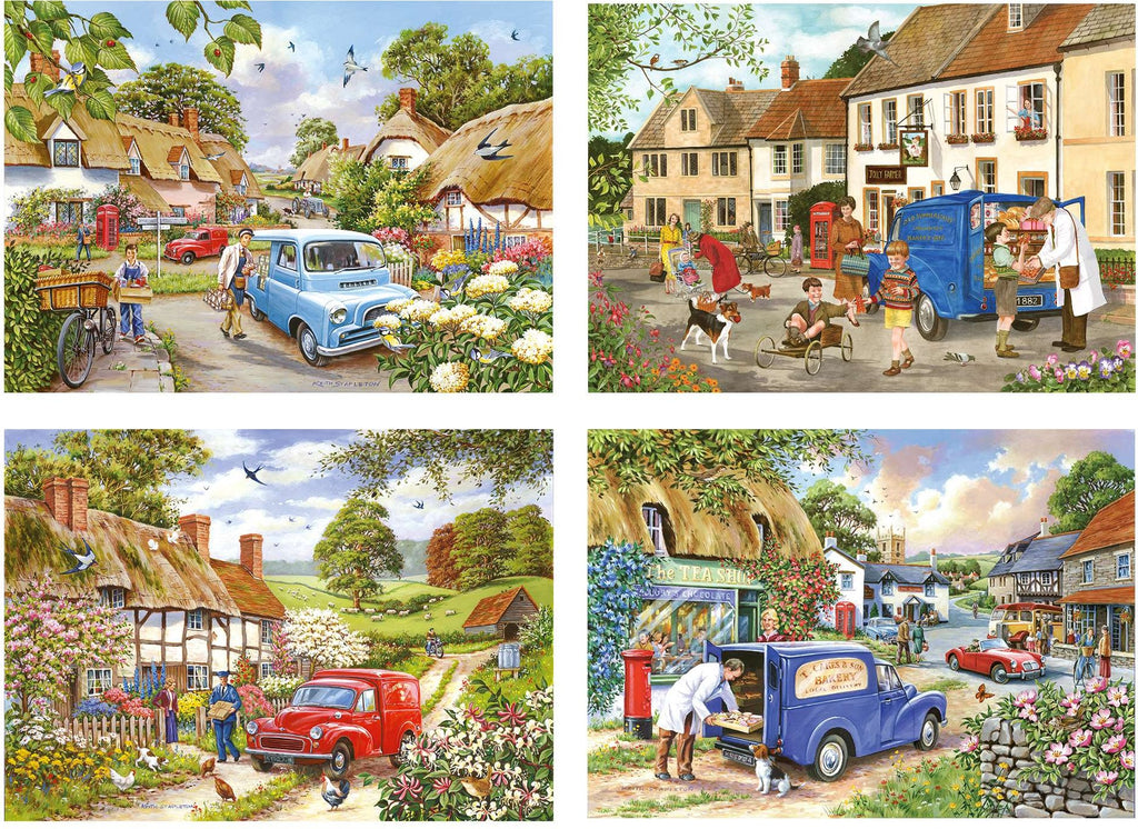 Artwork: Village Life - 4 x 500 Piece Jigsaw Puzzle (House of Puzzles)