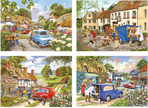 Artwork: Village Life - 4 x 500 Piece Jigsaw Puzzle (House of Puzzles)