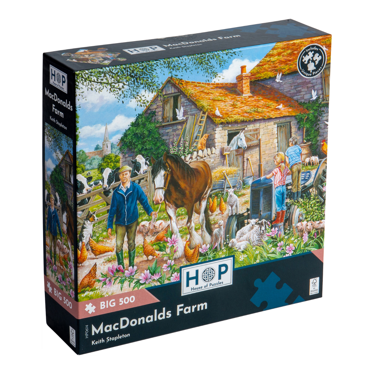 Box, turned left: MacDonalds Farm – 500 XL Piece Jigsaw Puzzle (House of Puzzles)