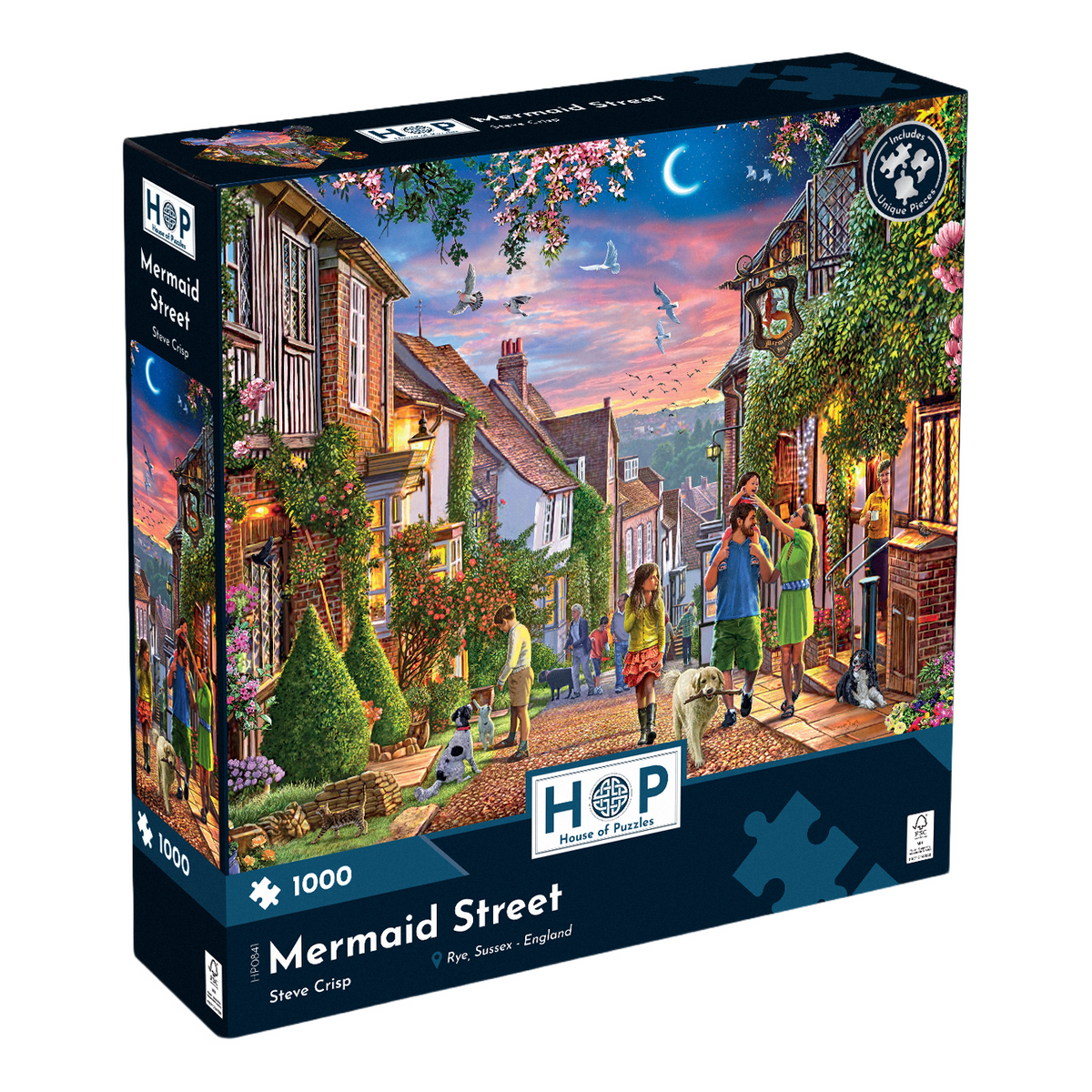 Box, turned right: Mermaid Street, Rye, Sussex by Steve Crisp - 1000 Piece Jigsaw Puzzle (House of Puzzles)