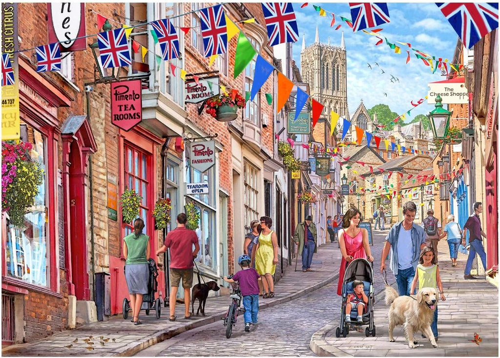 Artwork: Steep Hill, Lincoln by Steve Crisp - 1000 Piece Jigsaw Puzzle (House of Puzzles)