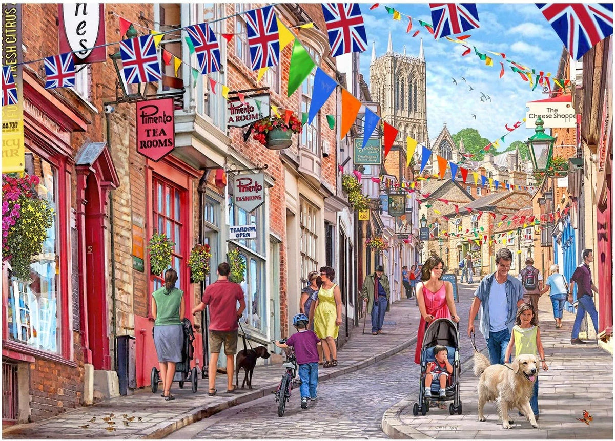 Artwork: Steep Hill, Lincoln by Steve Crisp - 1000 Piece Jigsaw Puzzle (House of Puzzles)