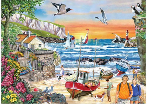 Artwork: Seaside Sunset by Robert Barry - Big 250 Piece Jigsaw Puzzle (House of Puzzles)