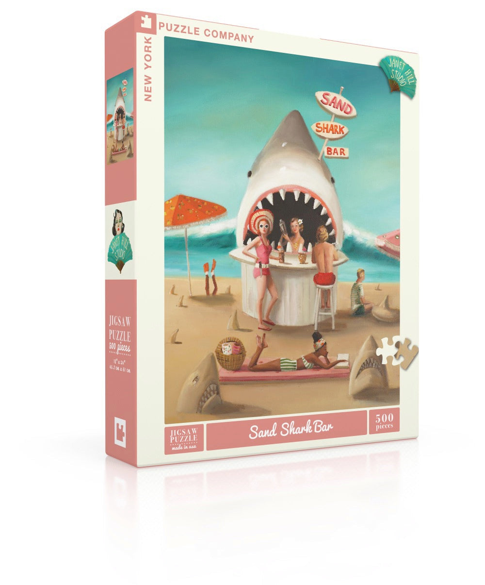 Box, turned right: Sand Shark Bar - 500 Piece Jigsaw Puzzle (New York Puzzle Company)