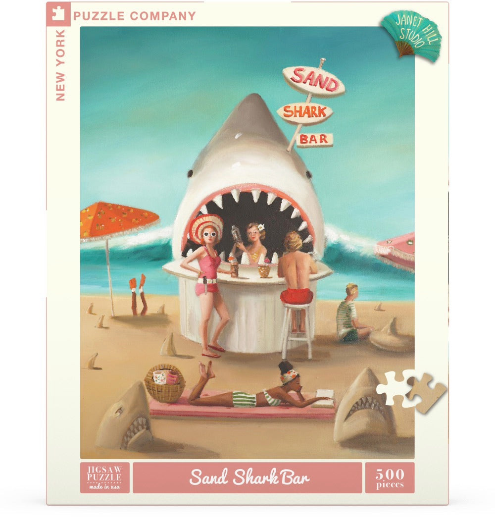 Box, straight on: Sand Shark Bar - 500 Piece Jigsaw Puzzle (New York Puzzle Company)