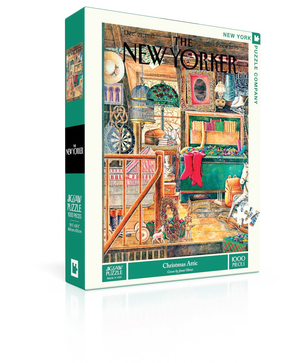 Box, turned right: Christmas Attic – 1000 Piece Jigsaw Puzzle (New York Puzzle Company)