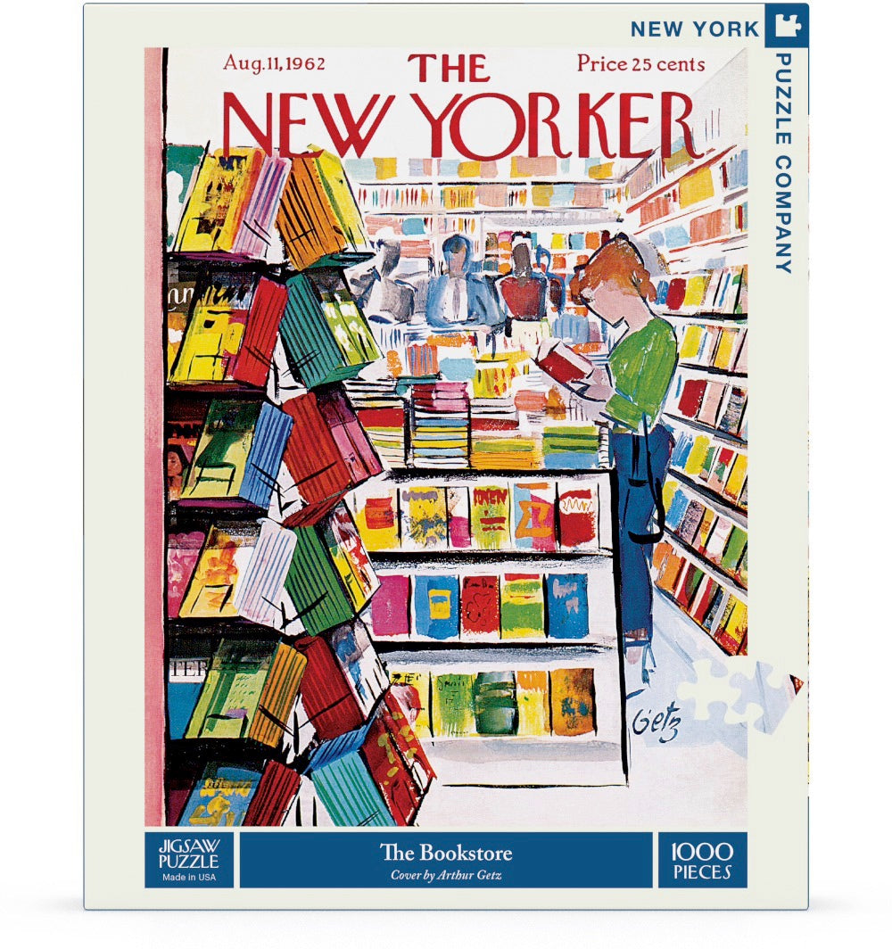 Box, straight on: The Bookstore – 1000 Piece Jigsaw Puzzle (New York Puzzle Company)