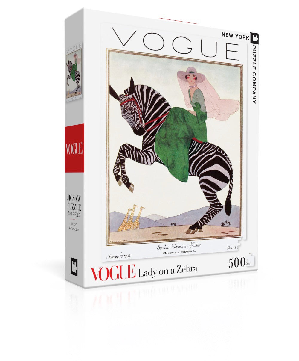 Box, turned right: Lady on a Zebra – 1000 Piece Jigsaw Puzzle (New York Puzzle Company)
