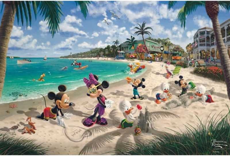 Artwork: Disney Mickey & Minnie in Florida by Thomas Kinkade – 200 Piece Jigsaw Puzzle (Schmidt)