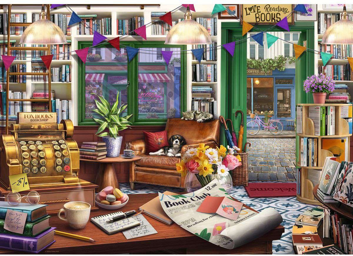 Artwork: Book Lover's Shop - Cobblestone Road No. 3 - 1000 Piece Jigsaw Puzzle (Ravensburger)