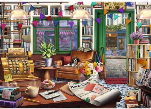 Artwork: Book Lover's Shop - Cobblestone Road No. 3 - 1000 Piece Jigsaw Puzzle (Ravensburger)