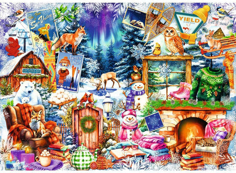 Artwork: Winter Mountain Village - 500 Large Piece Jigsaw Puzzle (Ravensburger)