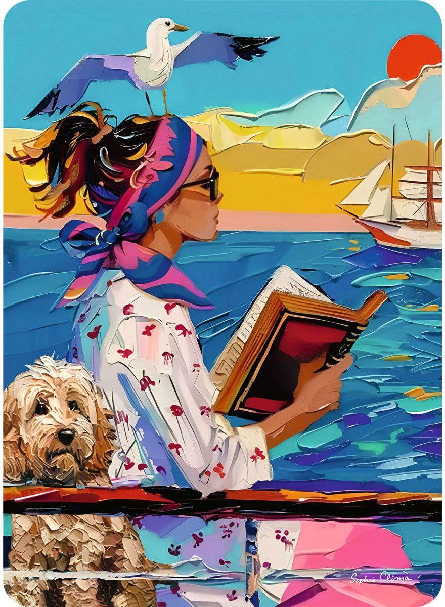Artwork, puzzle 1 of 3: Have Dog, Will Travel Puzzle Set 3 x 100 Piece Mini Jigsaw Puzzles with Easel (Ravensburger)