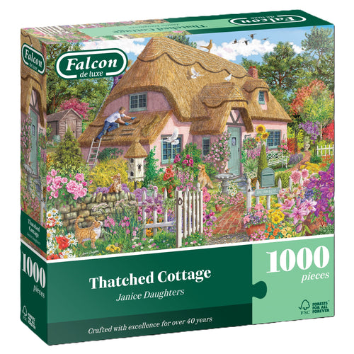 Thatched Cottage – 1000 Piece Jigsaw Puzzle (Falcon) - Completed Puzzle
